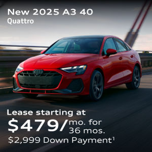 New 2025 A3 40 Quattro Lease starting at $479/mo. for  36 mos. $2,999 Down Payment