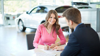 Worker talking with customer.