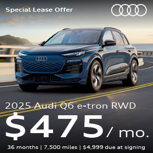 A blue Audi Q6 e-tron