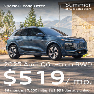 A blue Audi Q6 e-tron