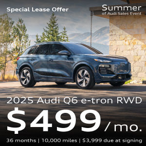 A blue Audi Q6 e-tron