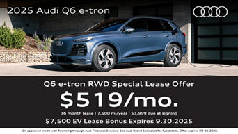 Side view of Q6 e-tron charging.