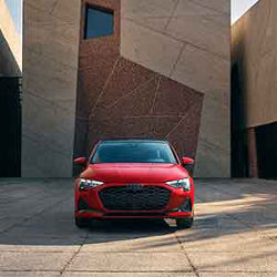 Front view of an Audi A3 parked.