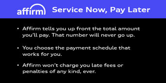 Service Your Audi Now Pay Later with Affirm