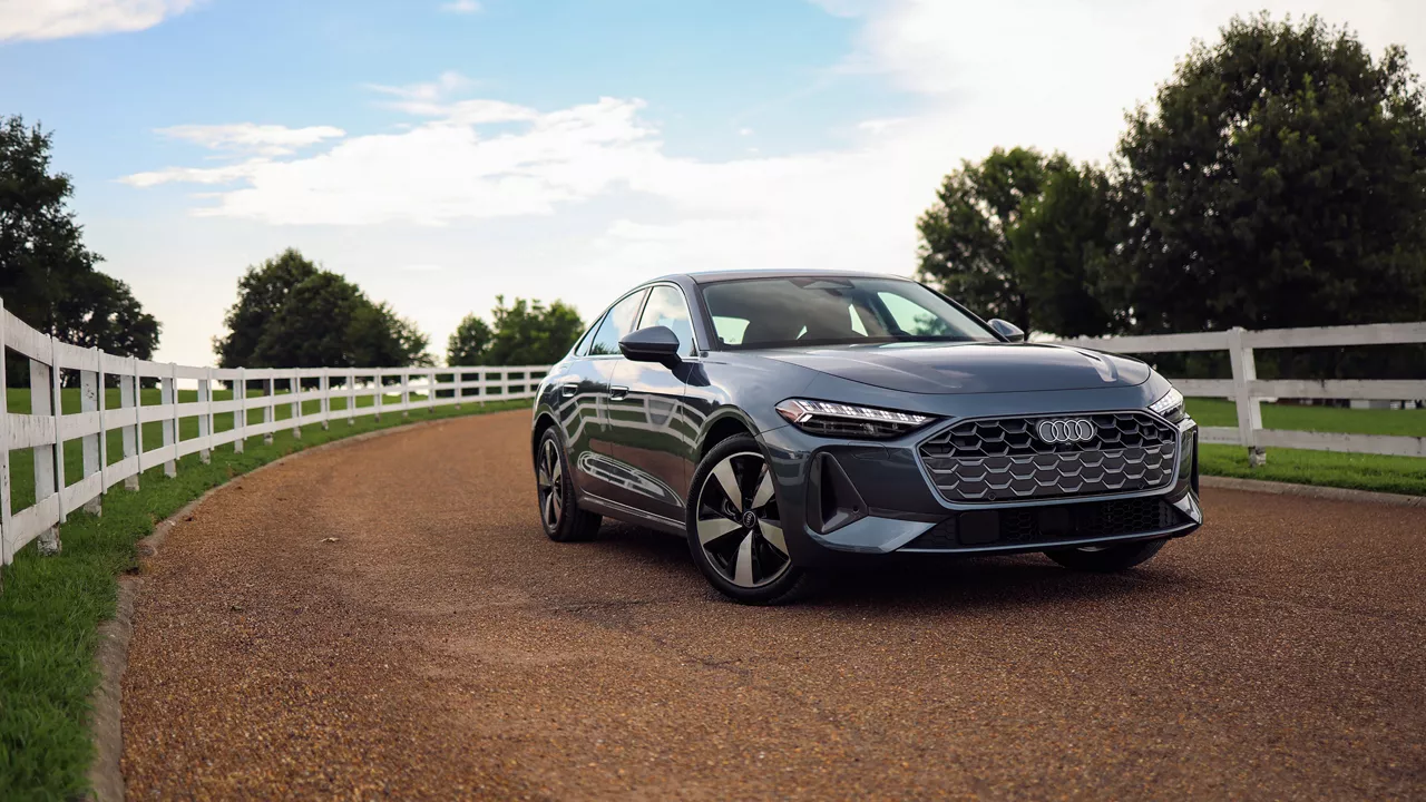 Left profile view of an Audi q8 vehicle parked.