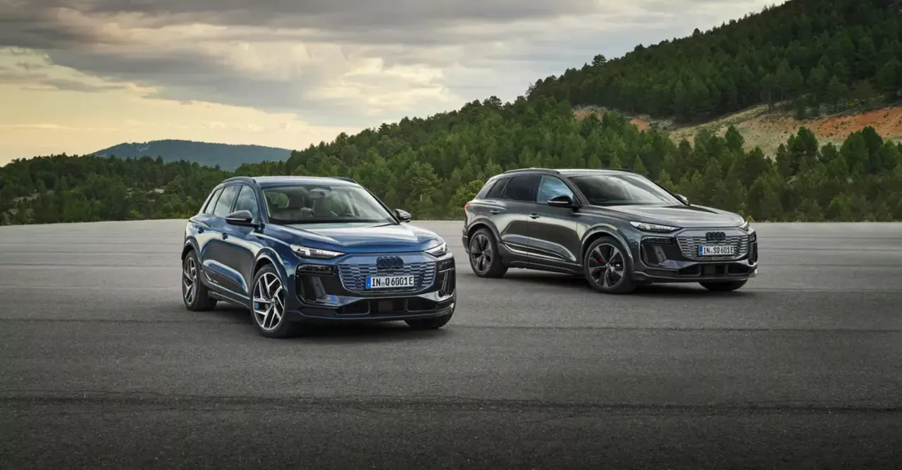 Left side profile Audi Q6 e-tron driving
