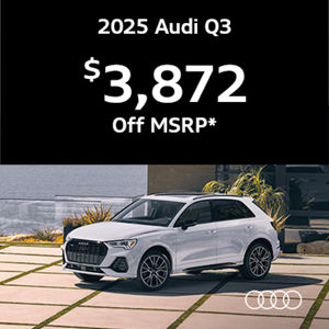 Three quarter view of an Audi Q3 parked