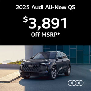 Three quarter view of an Audi Q5 parked