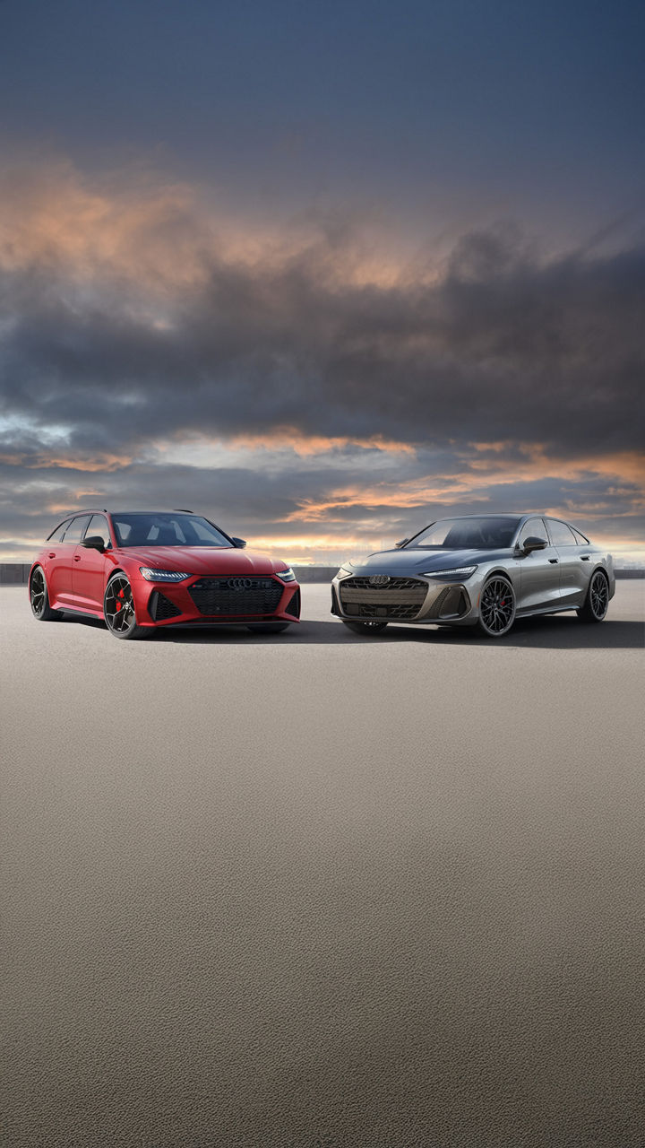 2026 Audi A6 dimensions shown by RS 6 and A6 parked side by side in parking lot