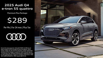Three quarter view of a Audi Q4 e-tron Parked