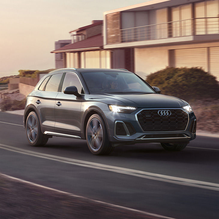 Front view of an Audi Q5 driving