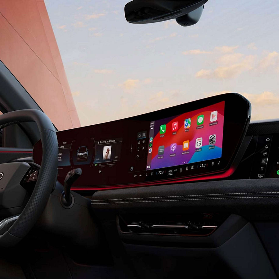 Close-up of the virtual cockpit in an Audi vehicle. 