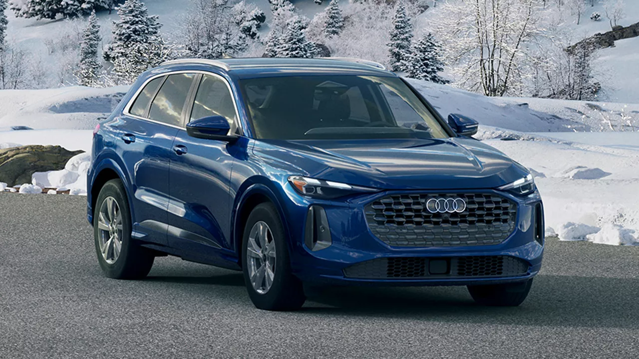 Front portrait angle of an Audi Q5 SUV.